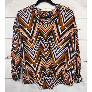 Marie Oliver Size XS Silk Blouse Long Sleeves Multicolor Perfect for Fall